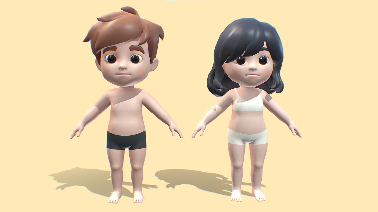 Media 1 for listing Base Mesh Pack - Cartoon Boy, Girl Kid