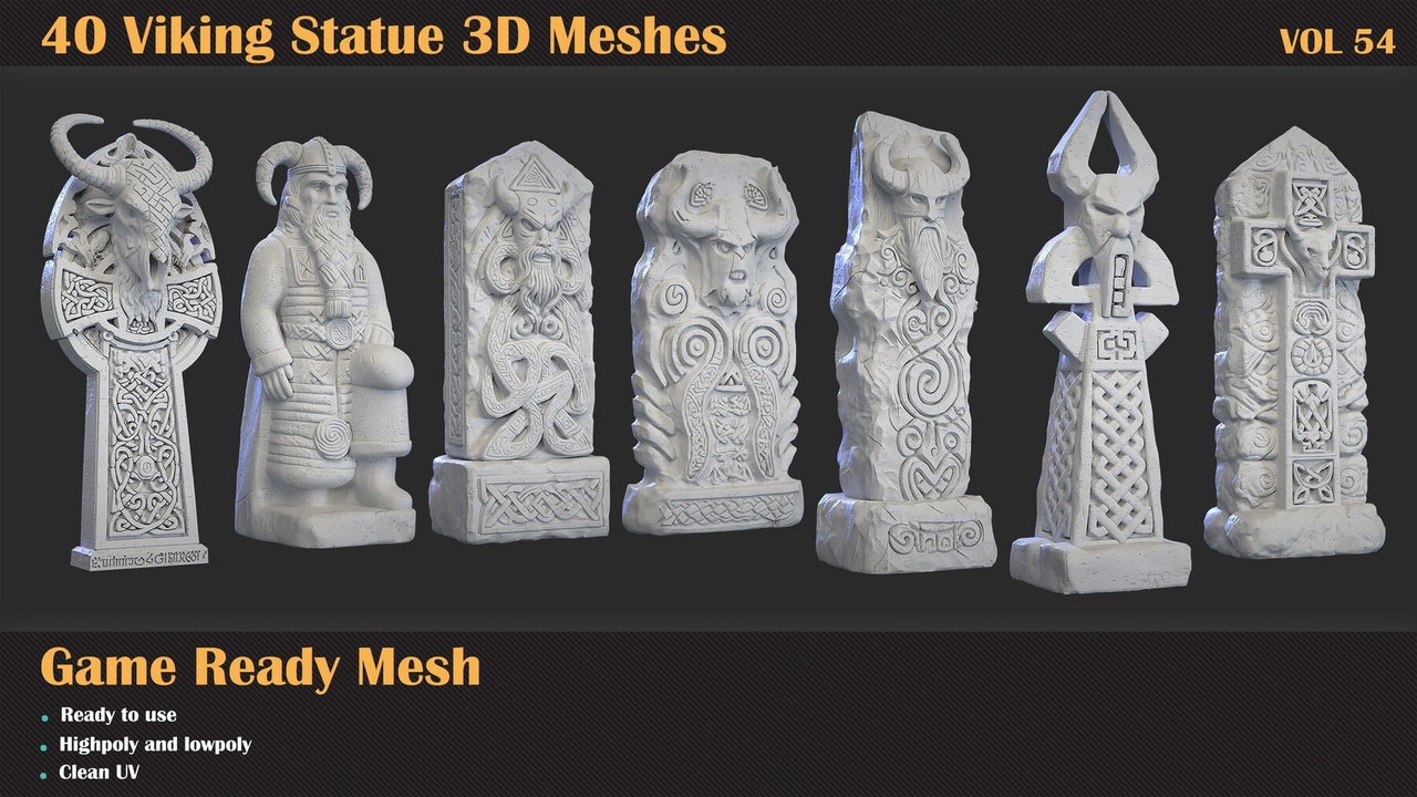 Media 1 for listing 40 Viking Statue 3D Meshes - VOL 54