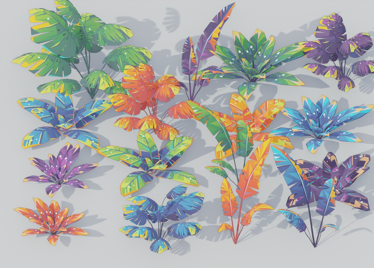 Media 1 for listing Stylized Low Poly Plants Pack 03