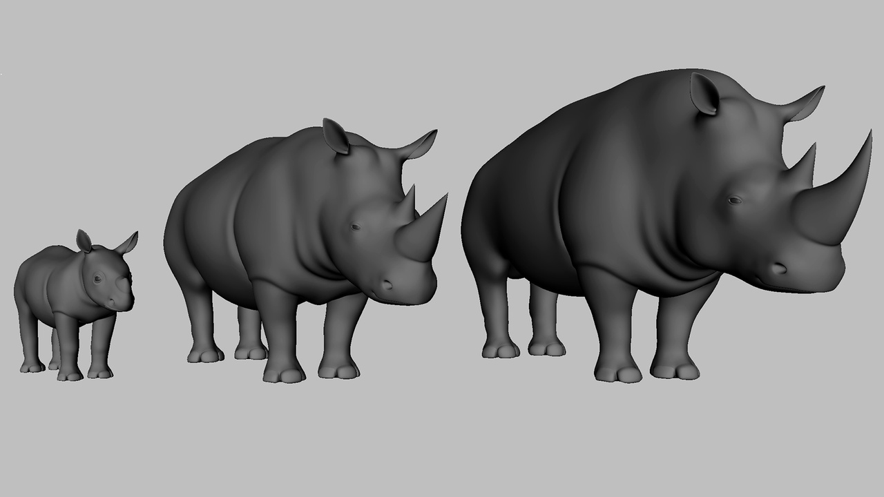 Media 1 for listing Rhino Family - Topology + UV Map