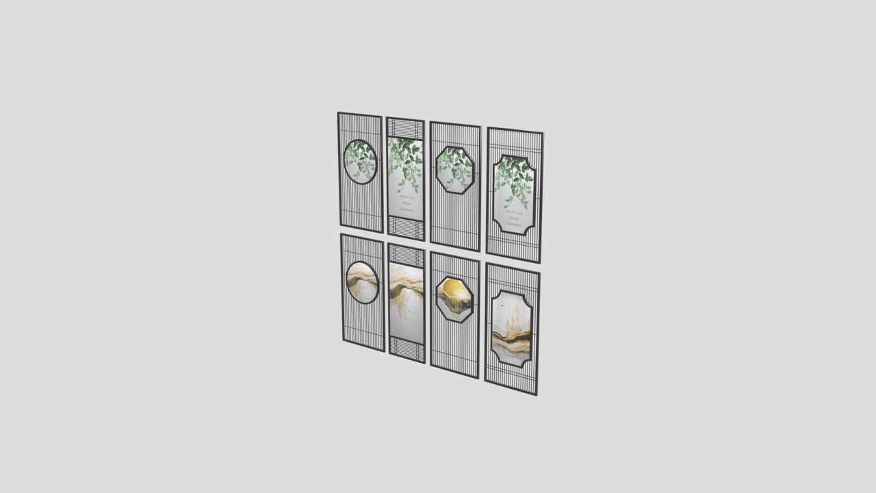 Media 1 for listing Japanese Lattice Screen Partition Decorative Panels 3D Model