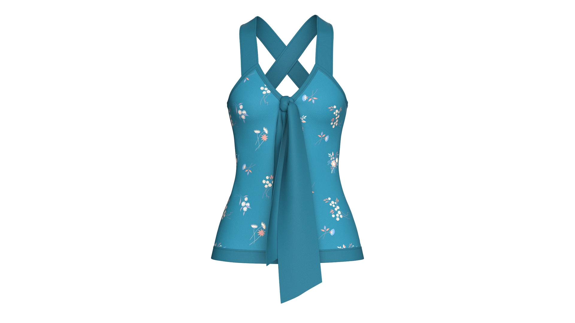 Media 1 for listing Girls Floral Print Tie - Front Camisole Top | High Poly