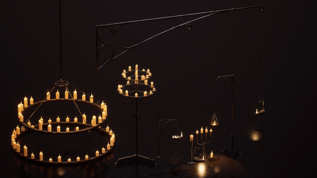 Media 1 for listing Medieval Lighting Pack - Oil Lamps & Candles
