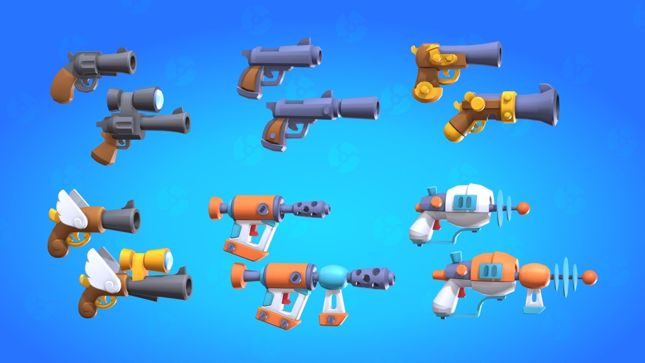 Media 1 for listing Stylized pistols guns lowpoly