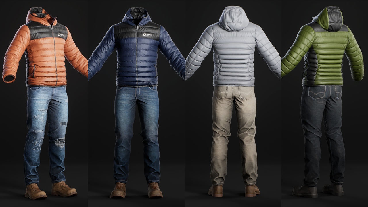 Media 1 for listing Puffer Jacket Jeans Outfit - Metahuman