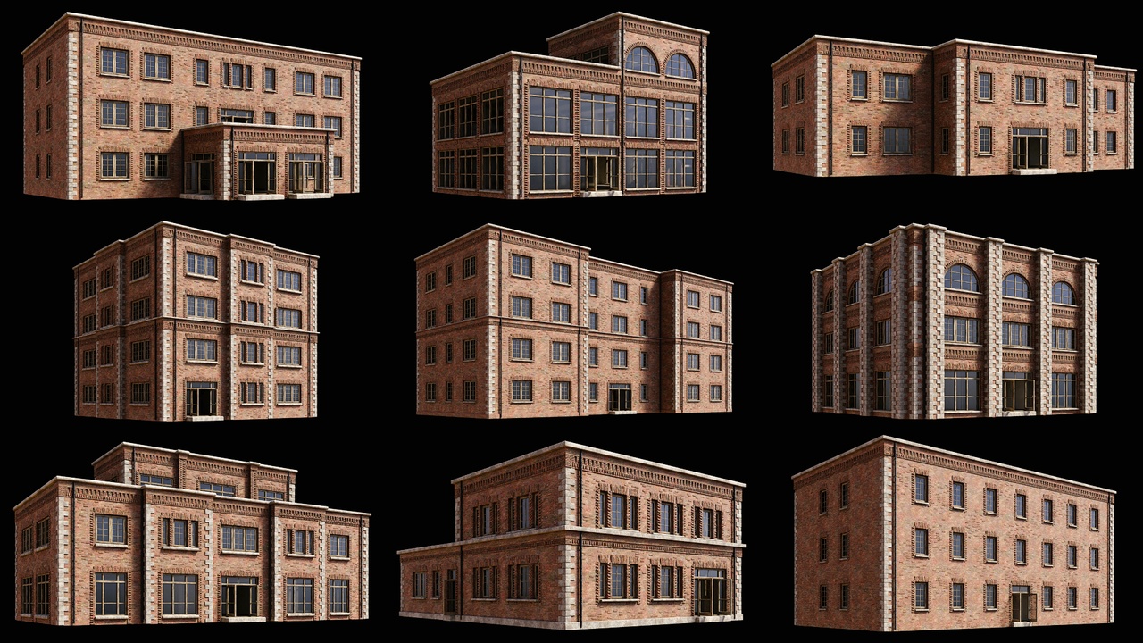 Generic Modern Brick Buildings | Fab