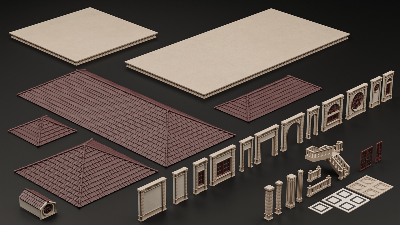 Media 1 for listing CLASSIC EUROPEAN KITBASH MODULAR BUILDING WITH INTERIOR 03