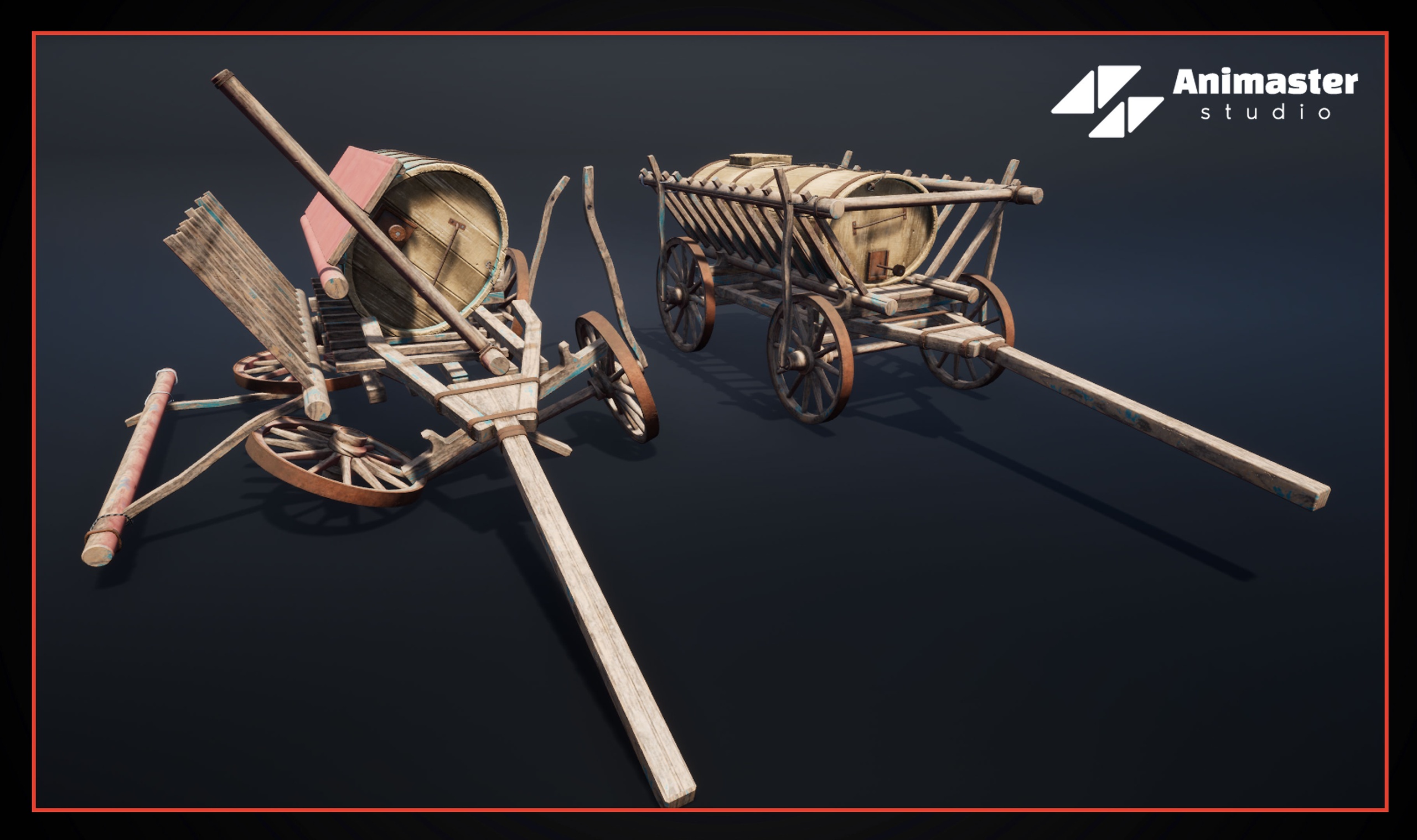 Media 1 for listing Medieval Horse-Drawn Carriage – Rigged & Animated