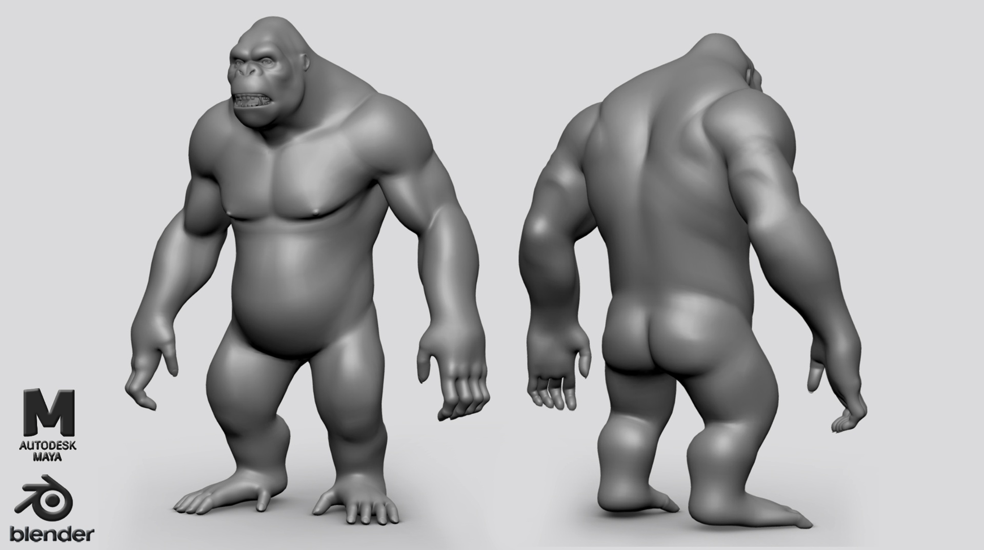 Media 1 for listing Gorilla BaseMesh - Topology + UV map