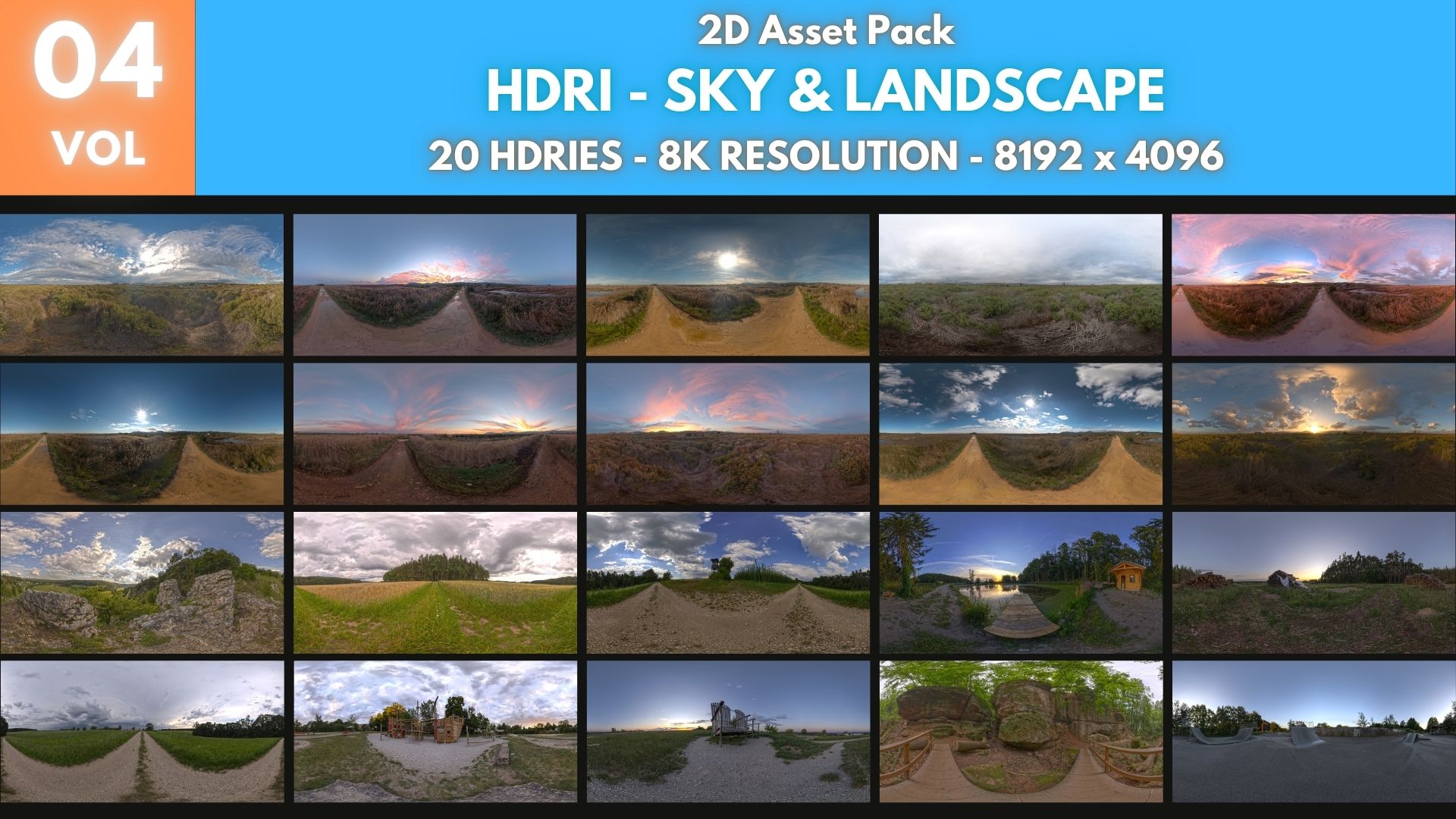 HDRI Pack 4 - 20 HDRIes - Sky & Landscape | Fab