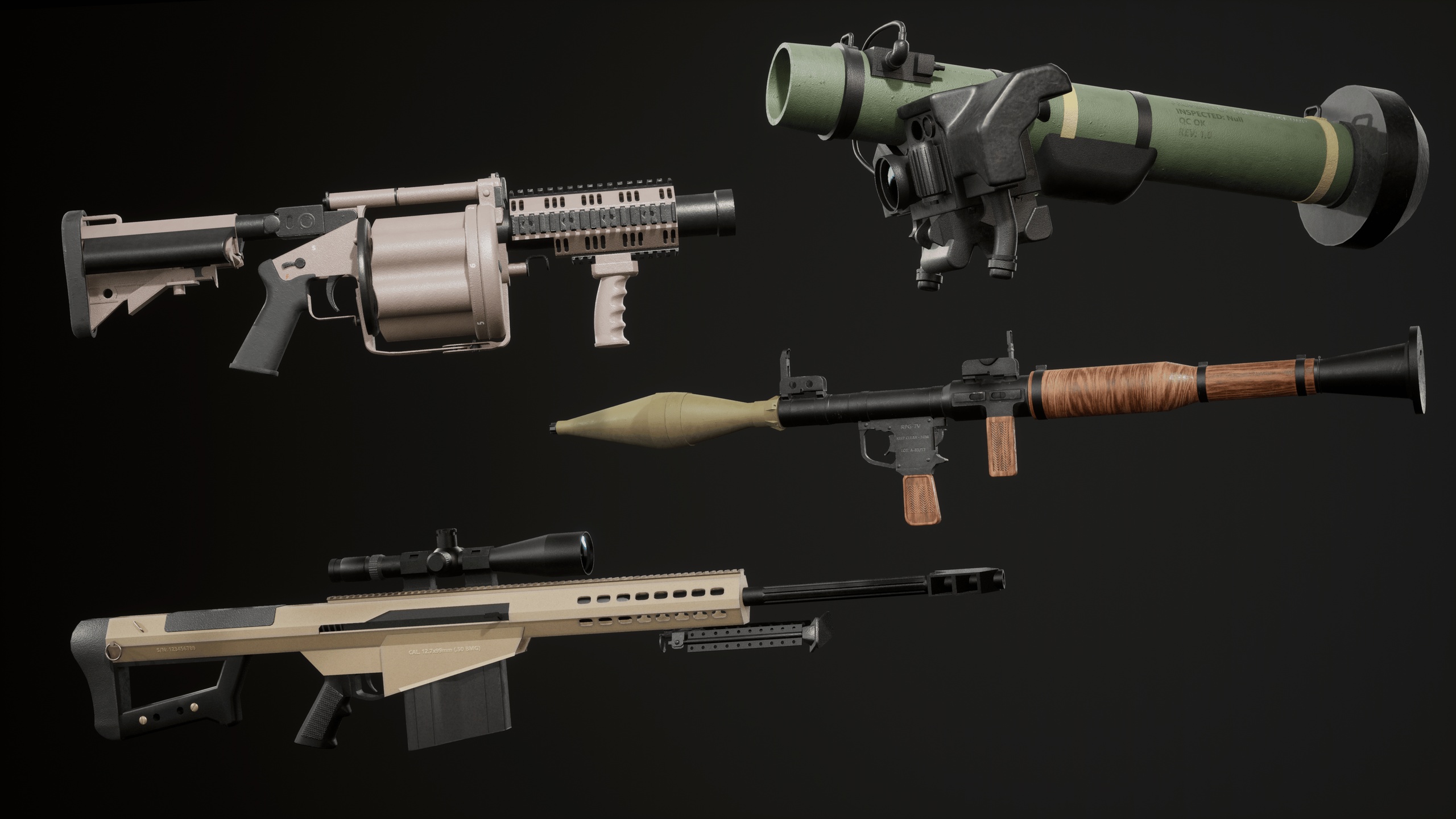 Media 1 for listing Heavy Weapon Gun Pack — MGL, ATGM, RPG & .50 Cal