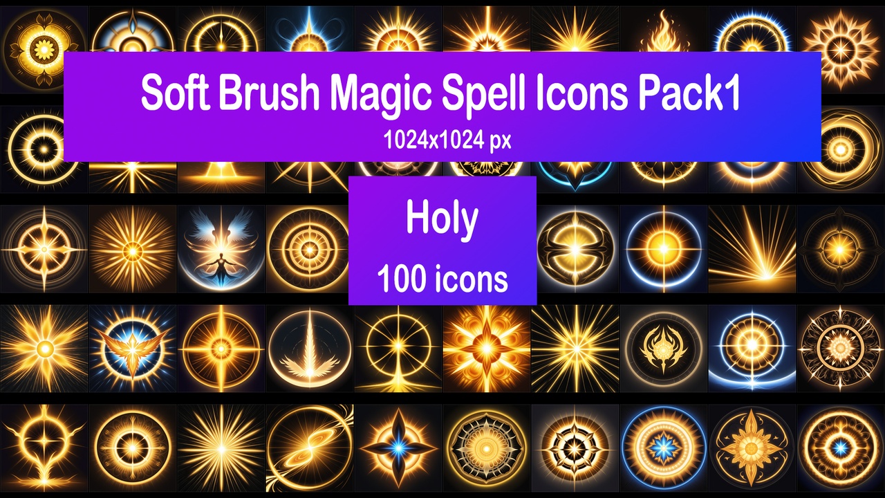 Media 1 for listing Soft Brush Magic Spell Icons Pack1 - Holy