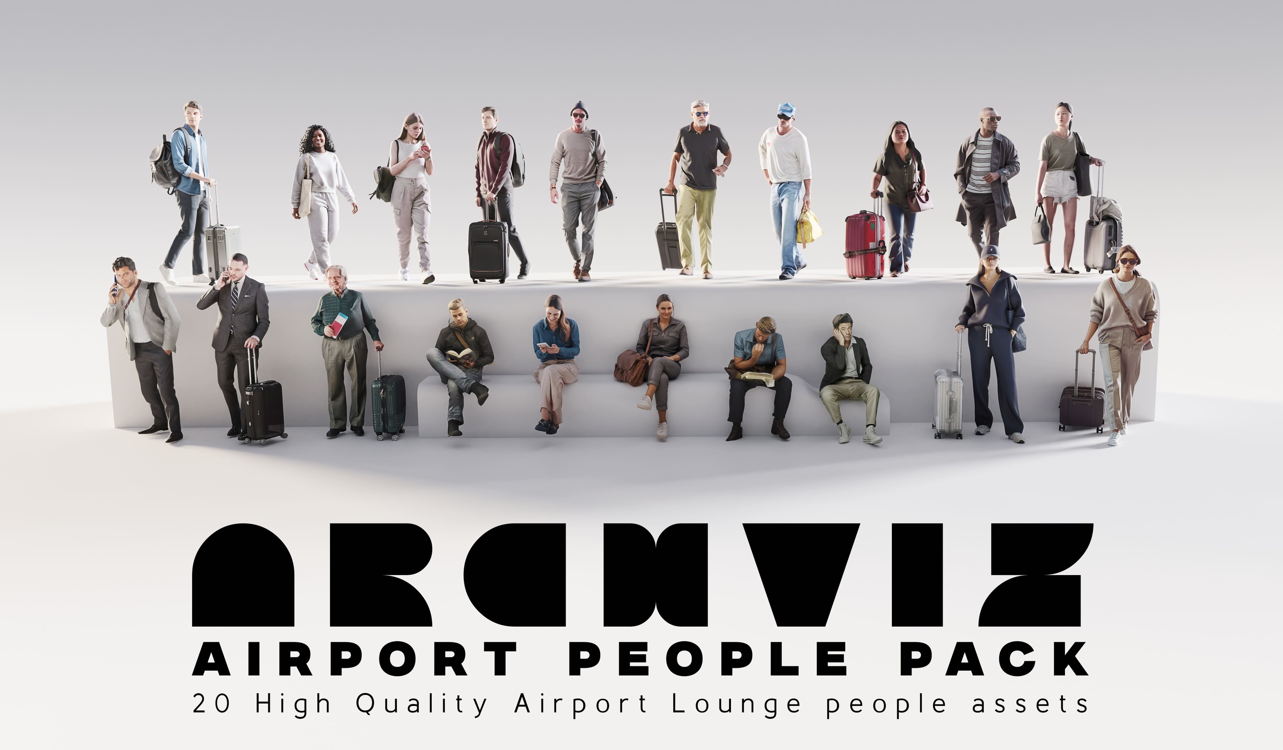 Media 1 for listing ArchViz People — Airport & Travel Bundle | 20 Airport Lounge Models