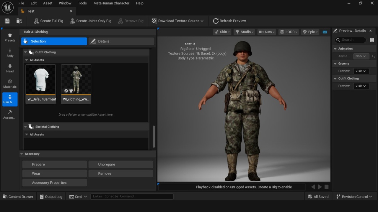 Media 1 for listing Metahuman WW2 US Soldier Outfit