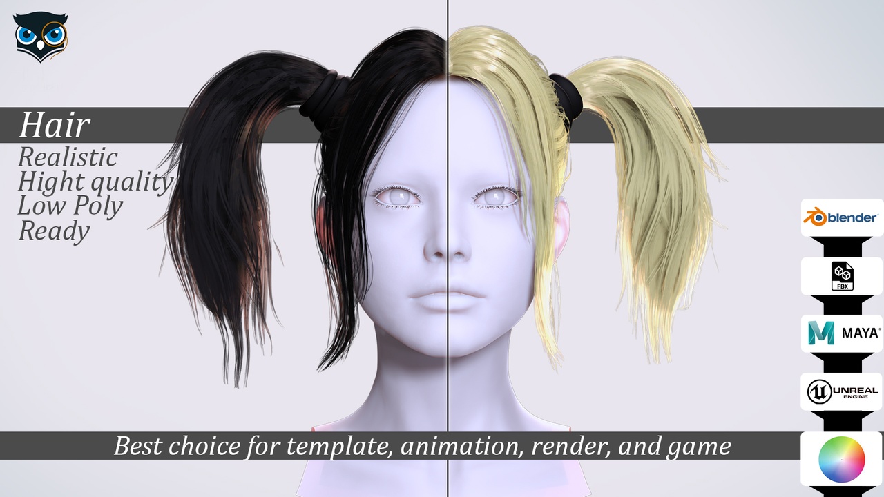 出品Stylish Twin Ponytails Realistic 3D Hairstyleのメディア1