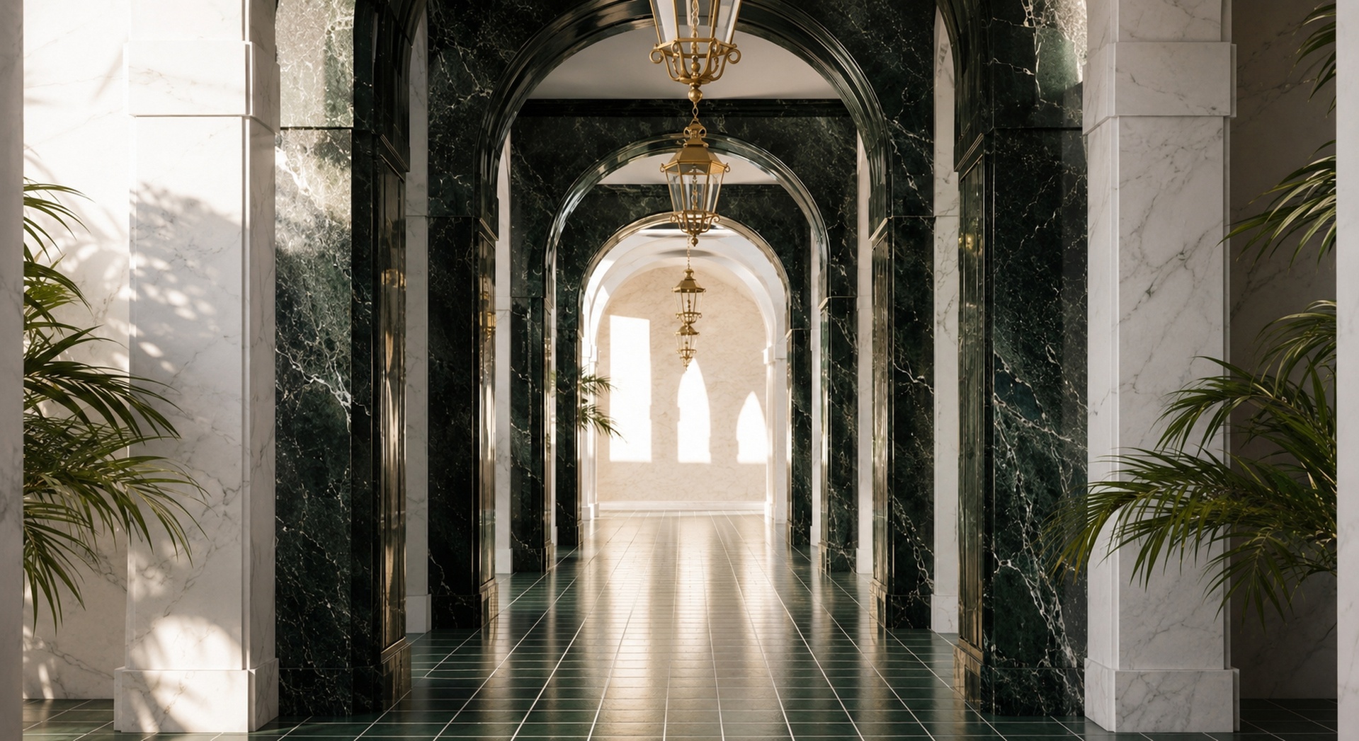 Media 1 for listing Modern Marble Corridor Interior – Realistic Archviz Scene – 4K PBR Materials