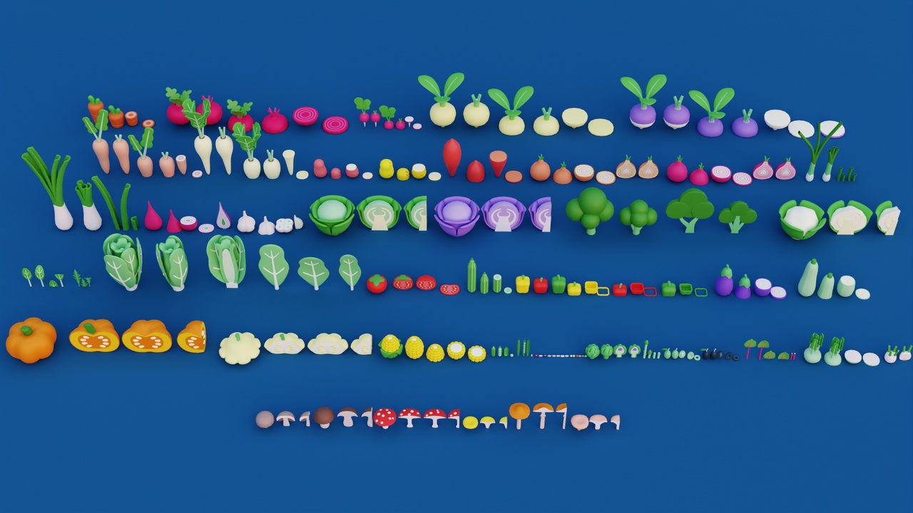 Media 1 for listing Cartoon Vegetable Garden – Cozy Stylized 3D Asset Pack