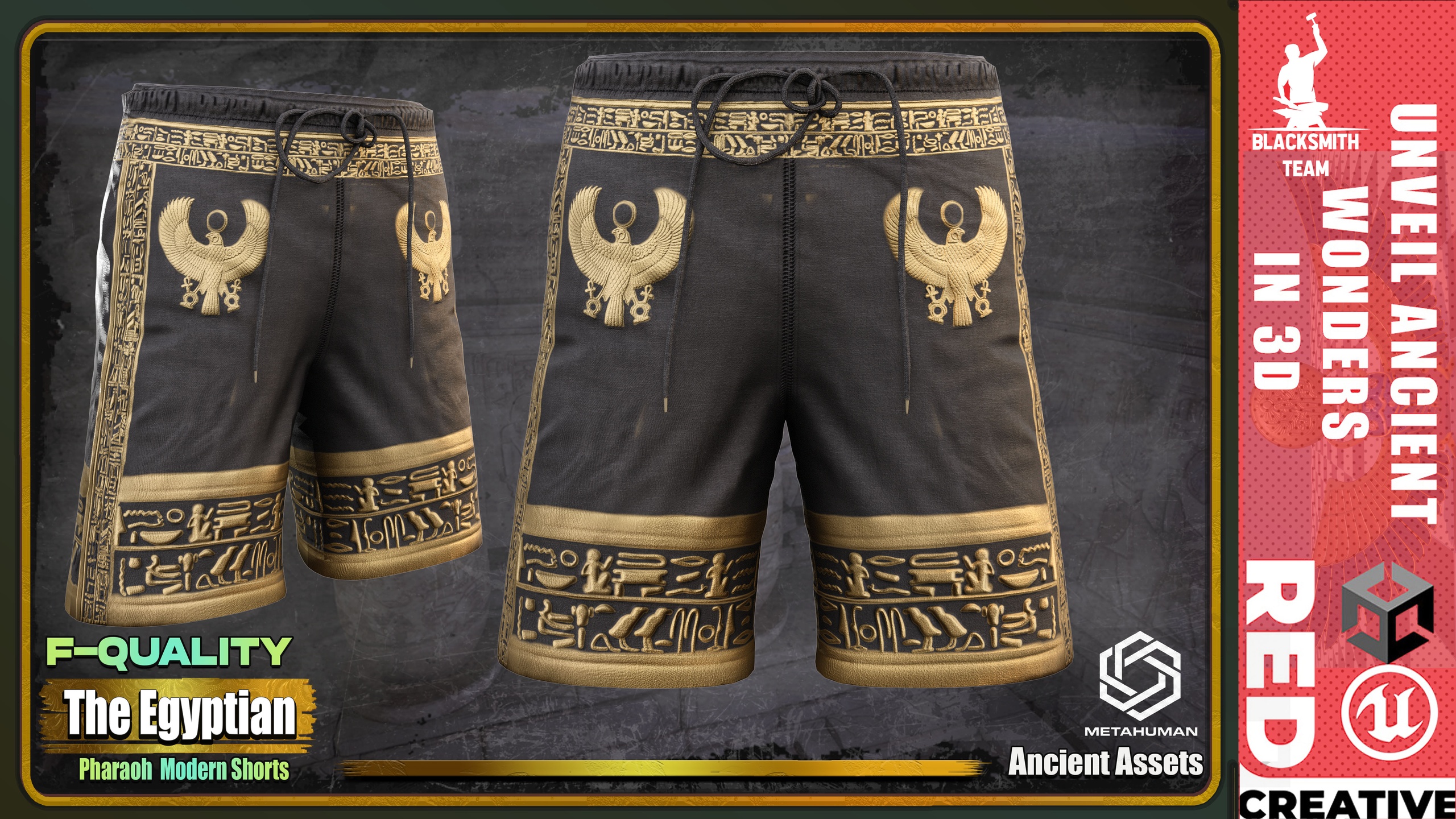 Media 1 for listing The Egyptian: Modern Pharaoh Outfit Shorts MetaHuman Ready (Vol. 1)