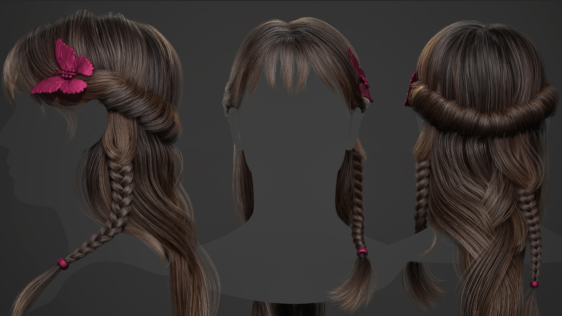 Media 1 for listing Braided Crown Hair - Realtime Game Ready UE5