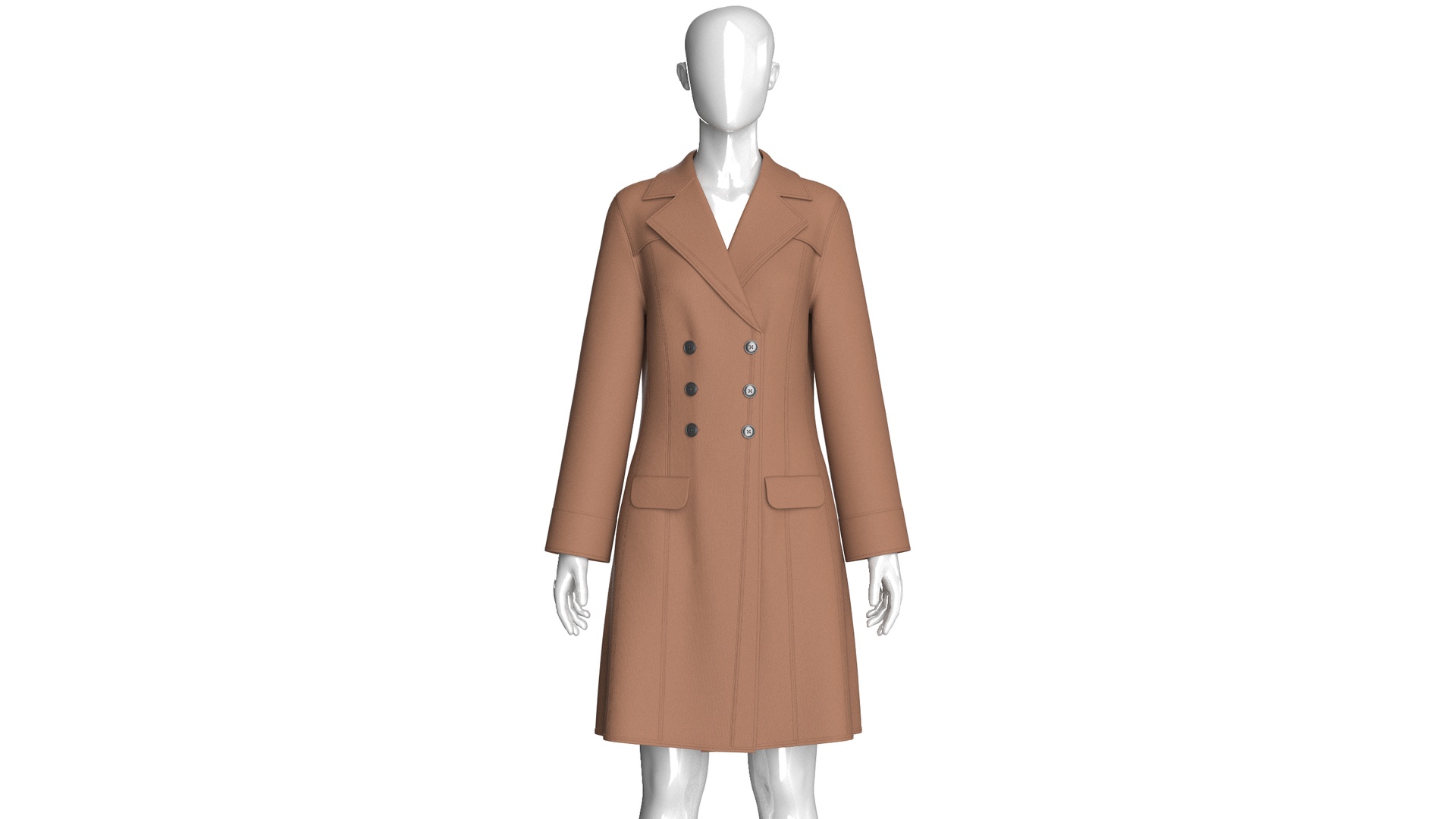 Media 1 for listing Girls Brown Double - Breasted Long Coat Dress | High Poly
