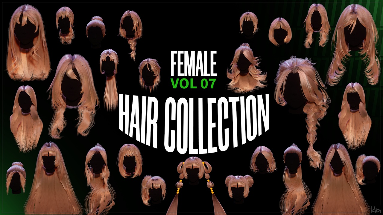 Female Hair Collection - Hair Pack 07 제품 등록을 위한 미디어 1개