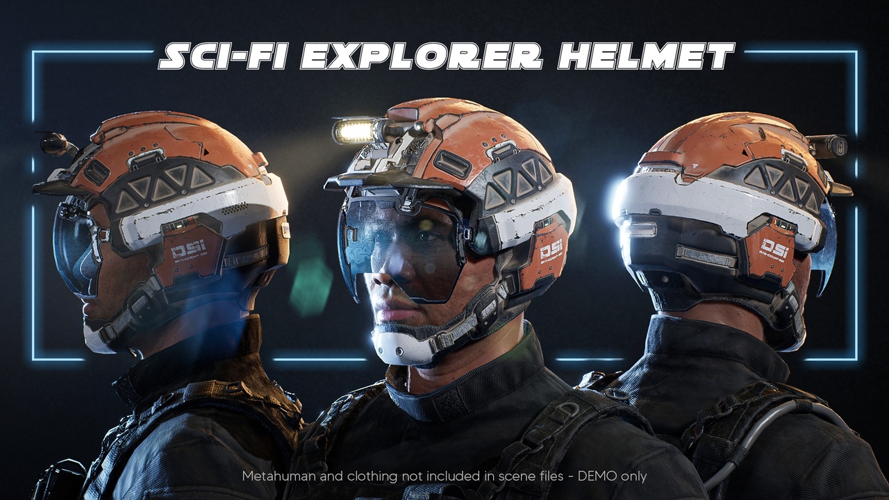 Sci-Fi Explorer Helmet - Low Poly, Game-Ready, Customizable 제품 등록을 위한 미디어 1개