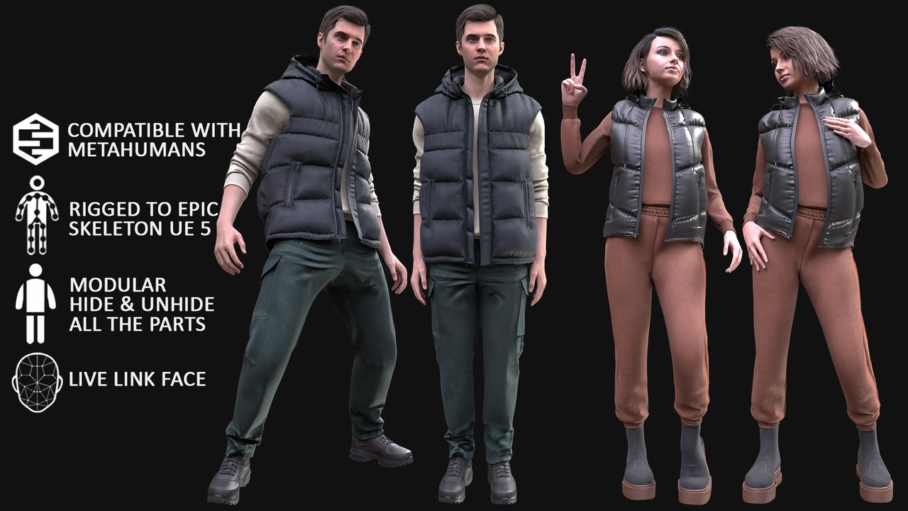 Men's and Women's Autumn Outfits - Modular - Rigged | Fab