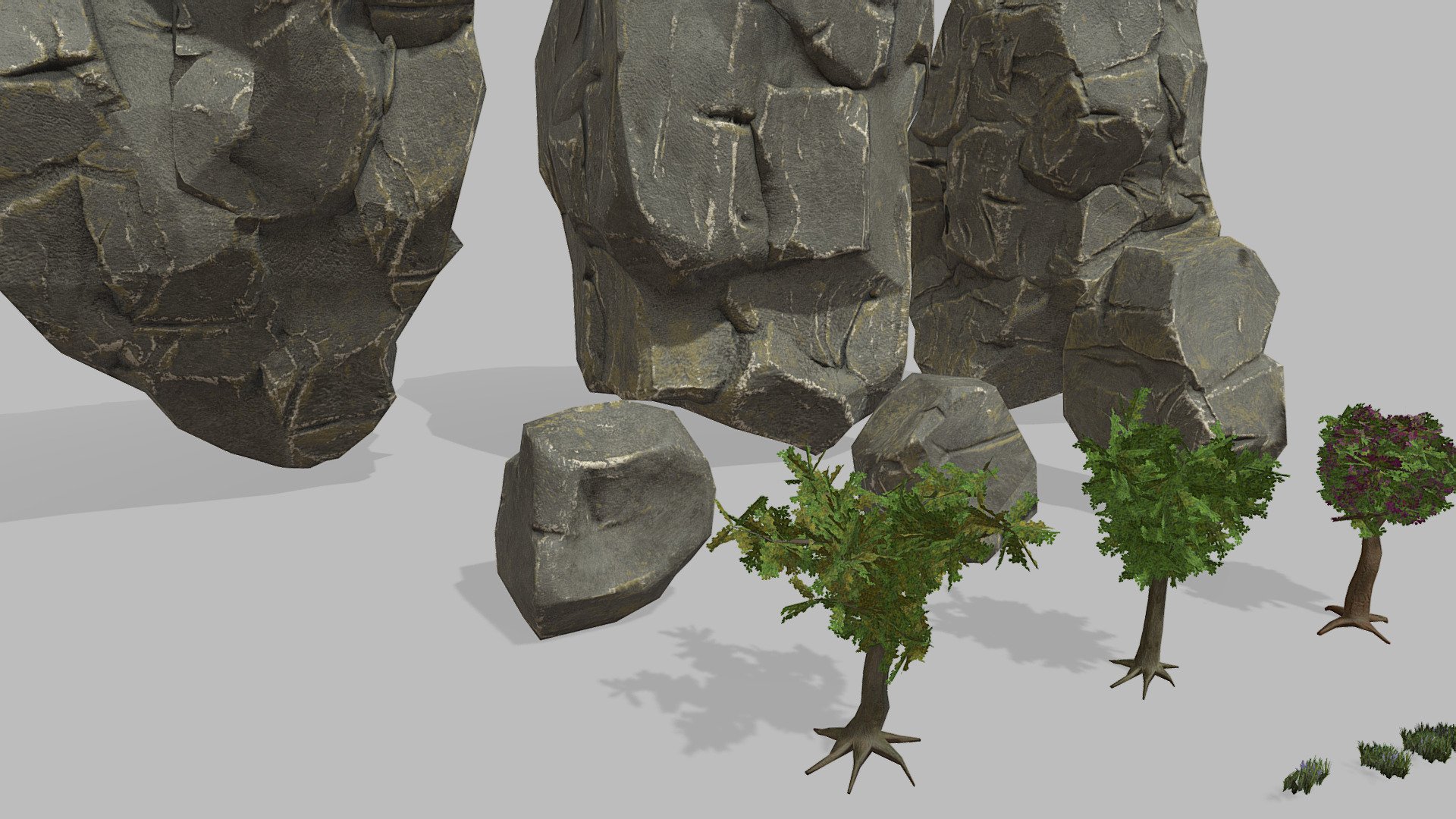 Low poly rocks and trees | Fab