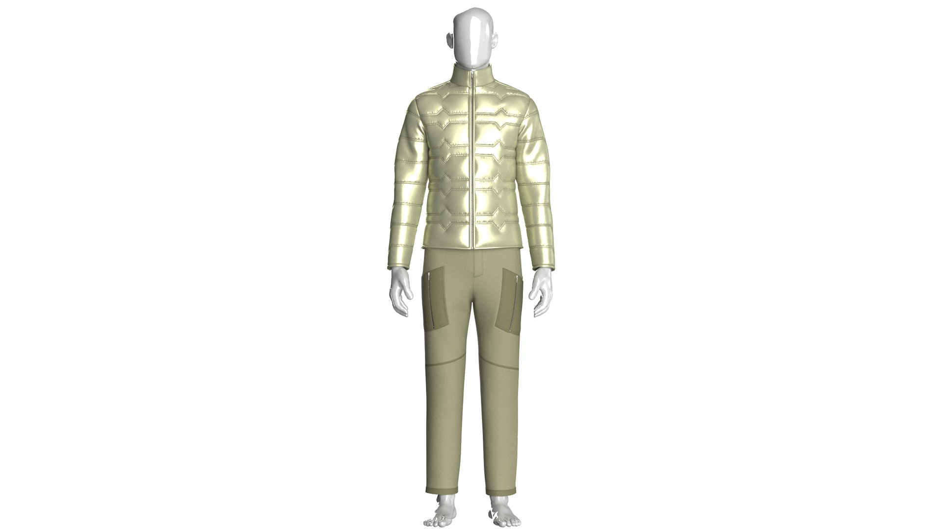 Media 1 for listing Men Zip Up Puffer Jacket With Cargo Pant - Outfit | High Poly