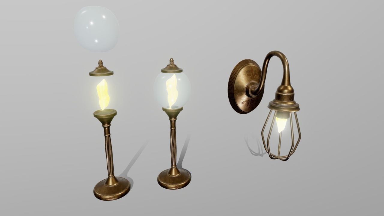 Media 1 for listing Fantasy Metallic Crystall Lamps (mid-poly!)