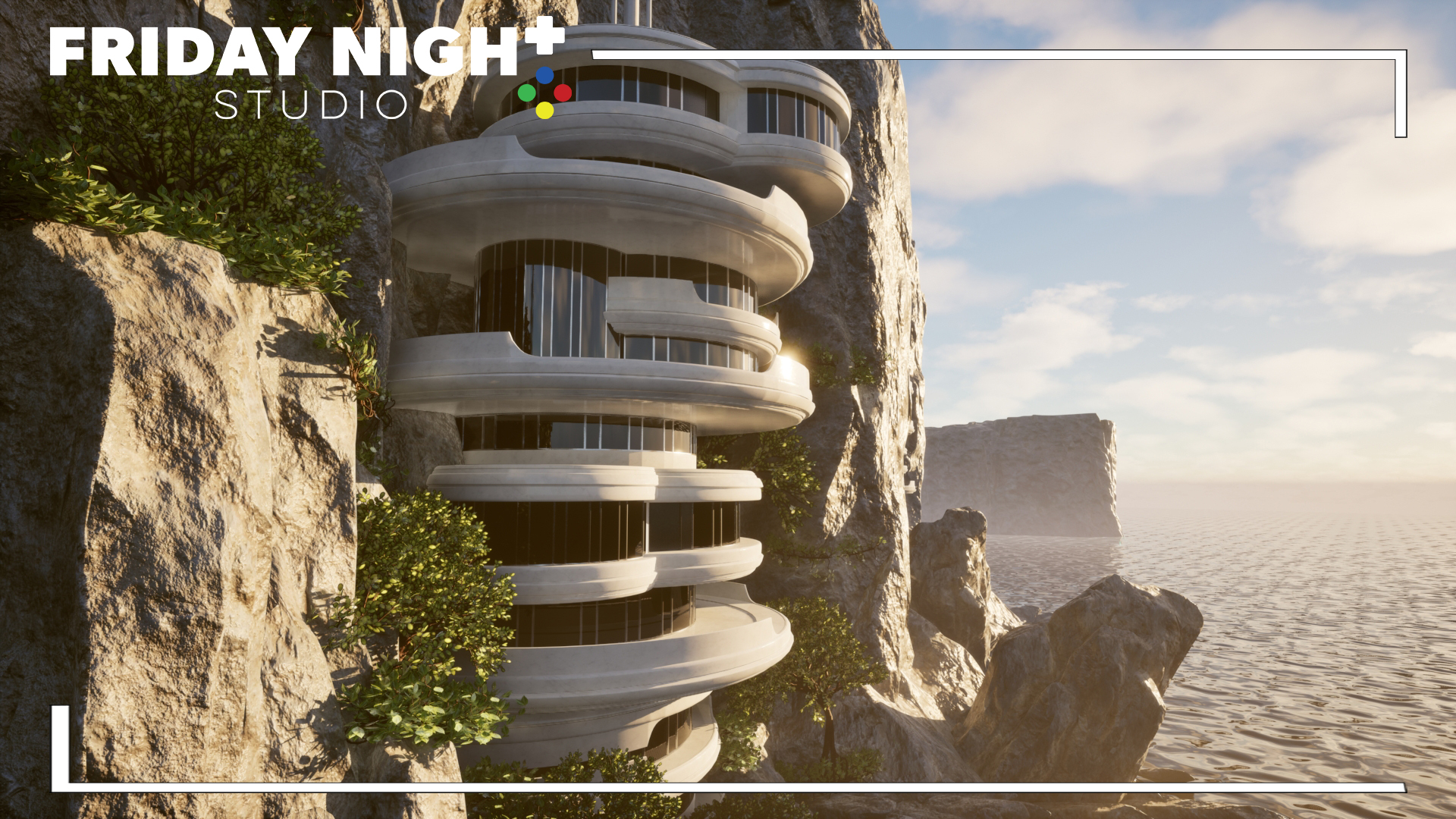 Futuristic Cliffside Habitat – Modular Sci-Fi Environment | Fab