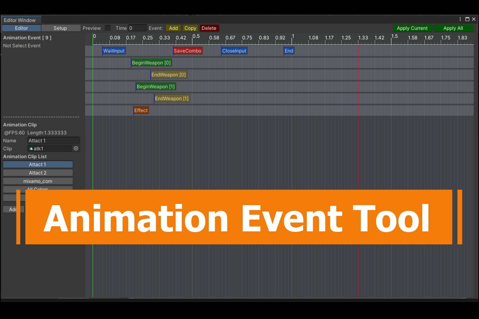 Media 1 for listing Unity Animation Event Tool
