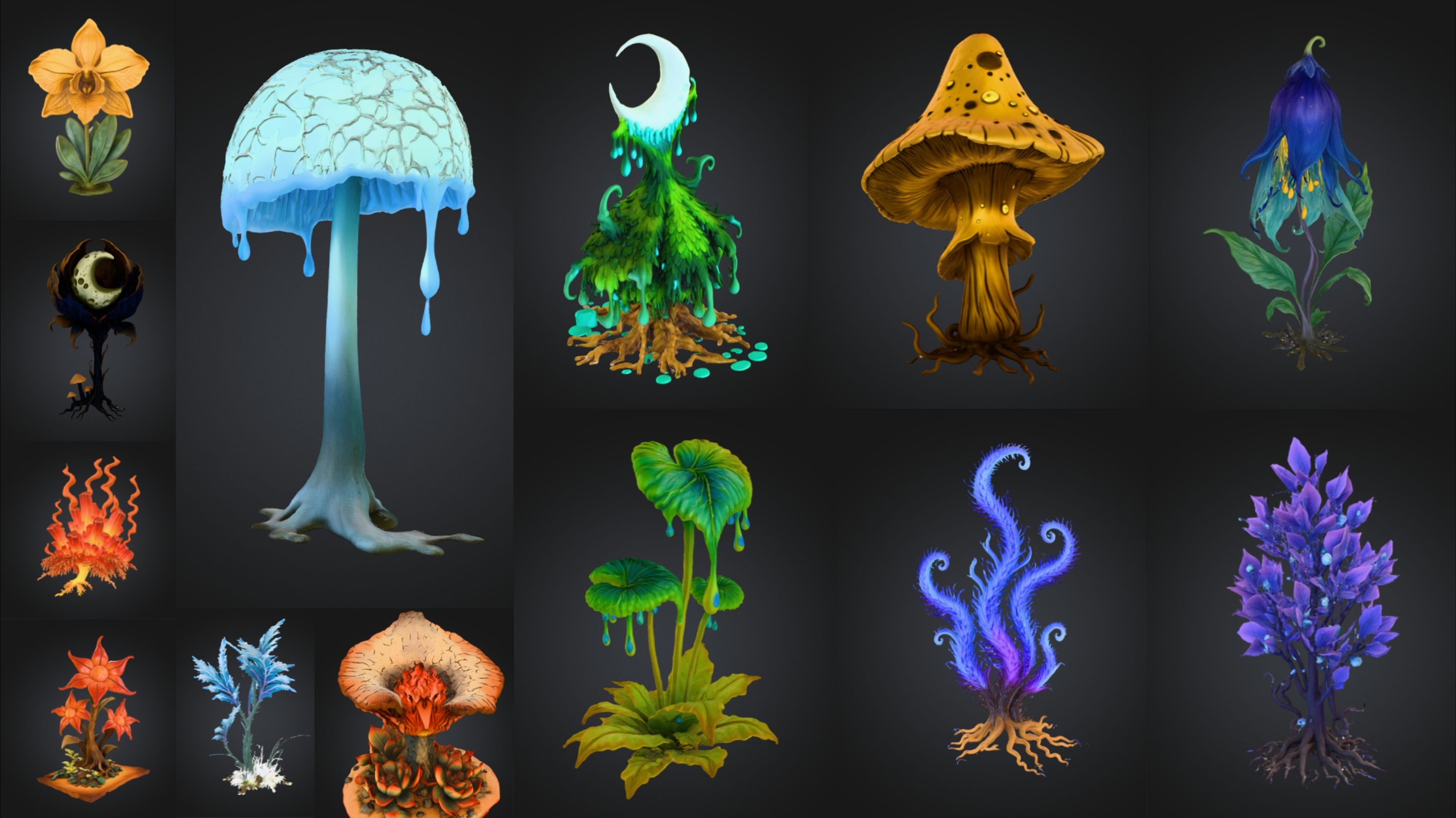 Media 1 for listing Fantasy Flower Pack | 50 Unique 3D Flowers