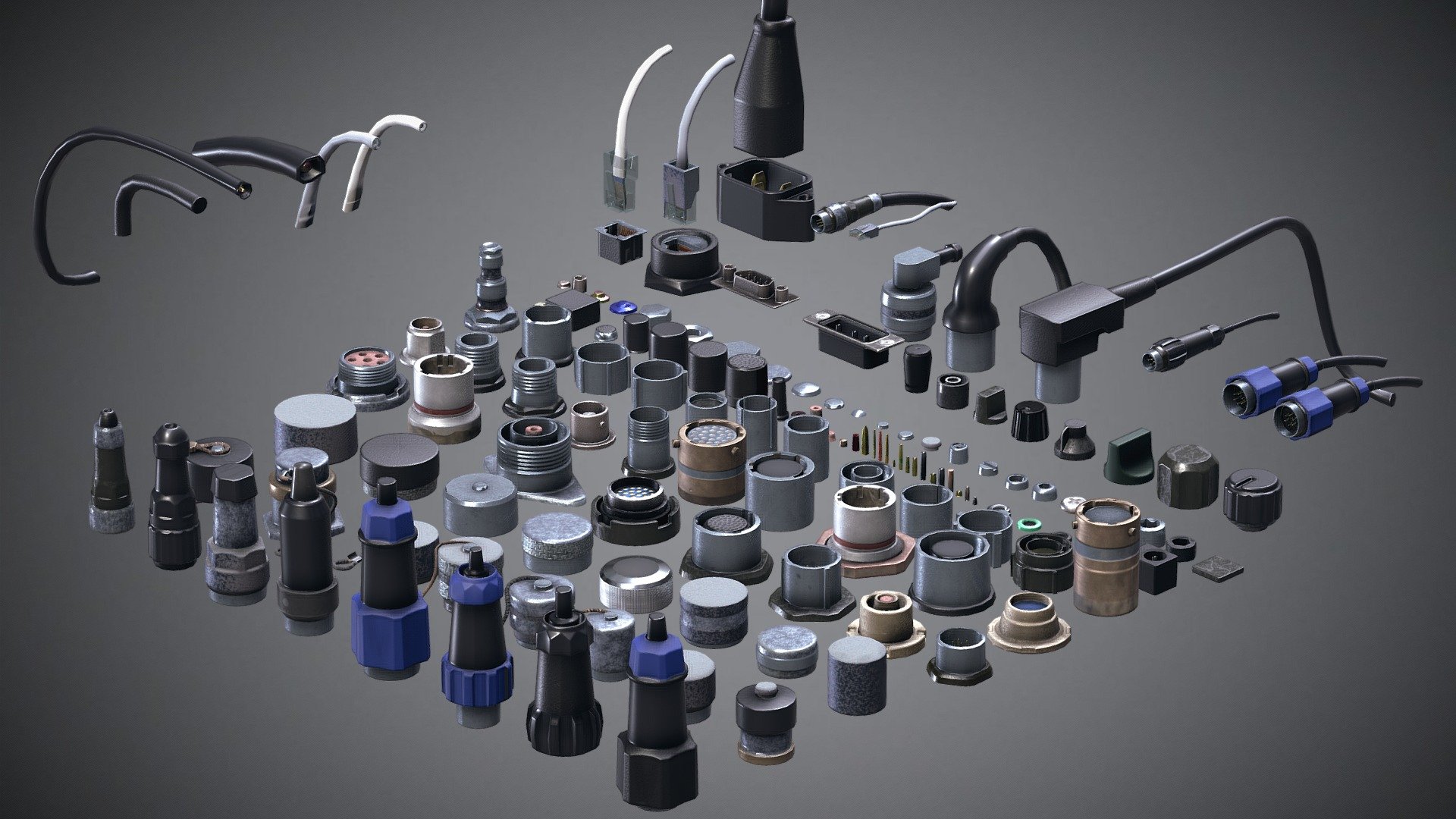 Modular Radio-Electronic Parts And Components (Low-Poly | One Baked ...