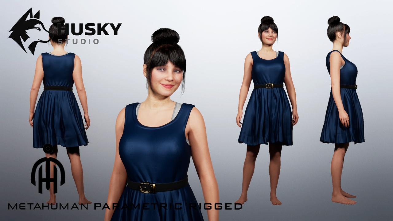 Media 1 for listing Dress - 31 - Parametric - All MetaHumans - Outfit - UE5 Skeleton Rigged