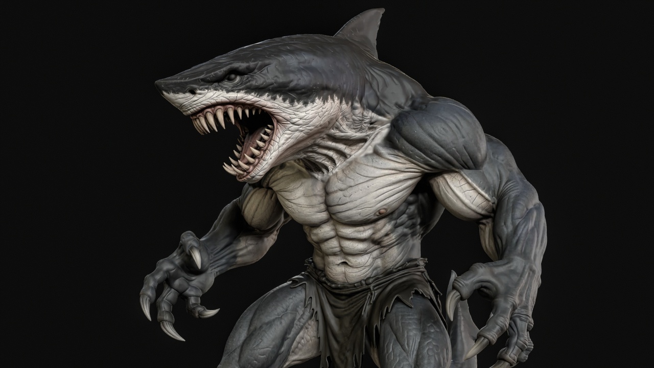 Media 1 for listing Mutant Shark Warrior 3D Print Ready