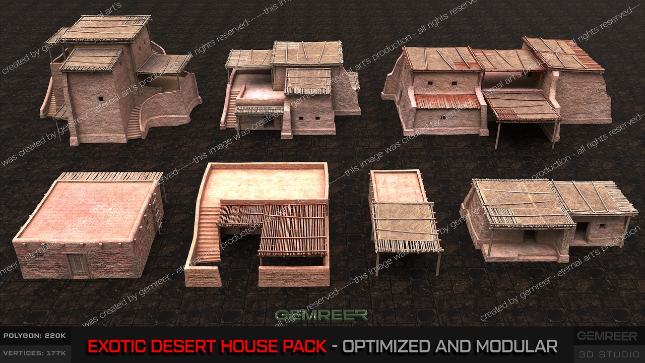 Media 1 for listing Desert House Pack - Exotic Set - Modular and Optimized