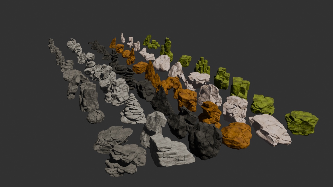 Media 1 for listing 63 Low-Poly Stylized Rocks Pack