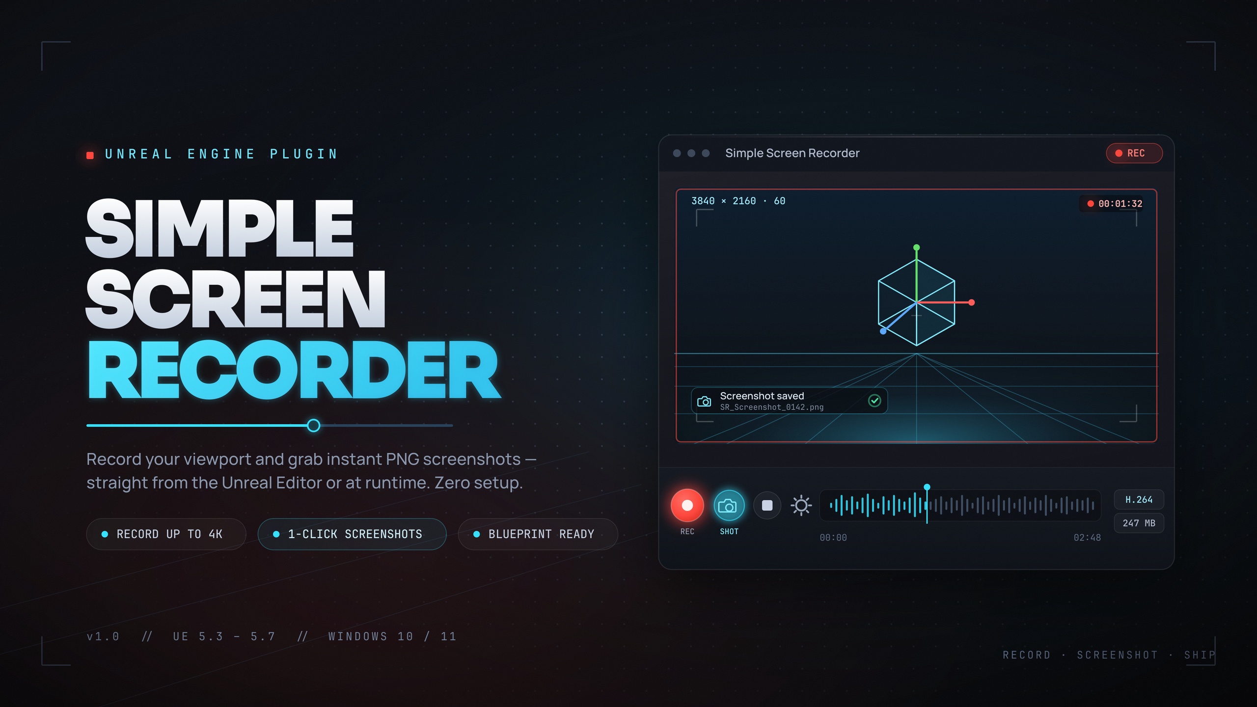 Media 1 for listing Simple Screen Recorder | Editor Toolbar & Blueprint Callable
