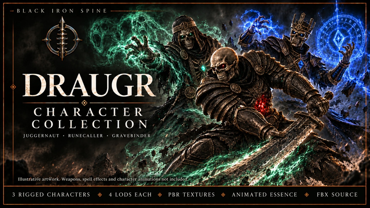 Media 1 for listing Draugr Undead Character Pack | Rigged Dark Fantasy Collection