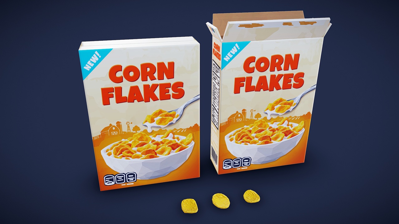 Media 1 for listing Stylized Cereal Corn Flakes - Game Ready