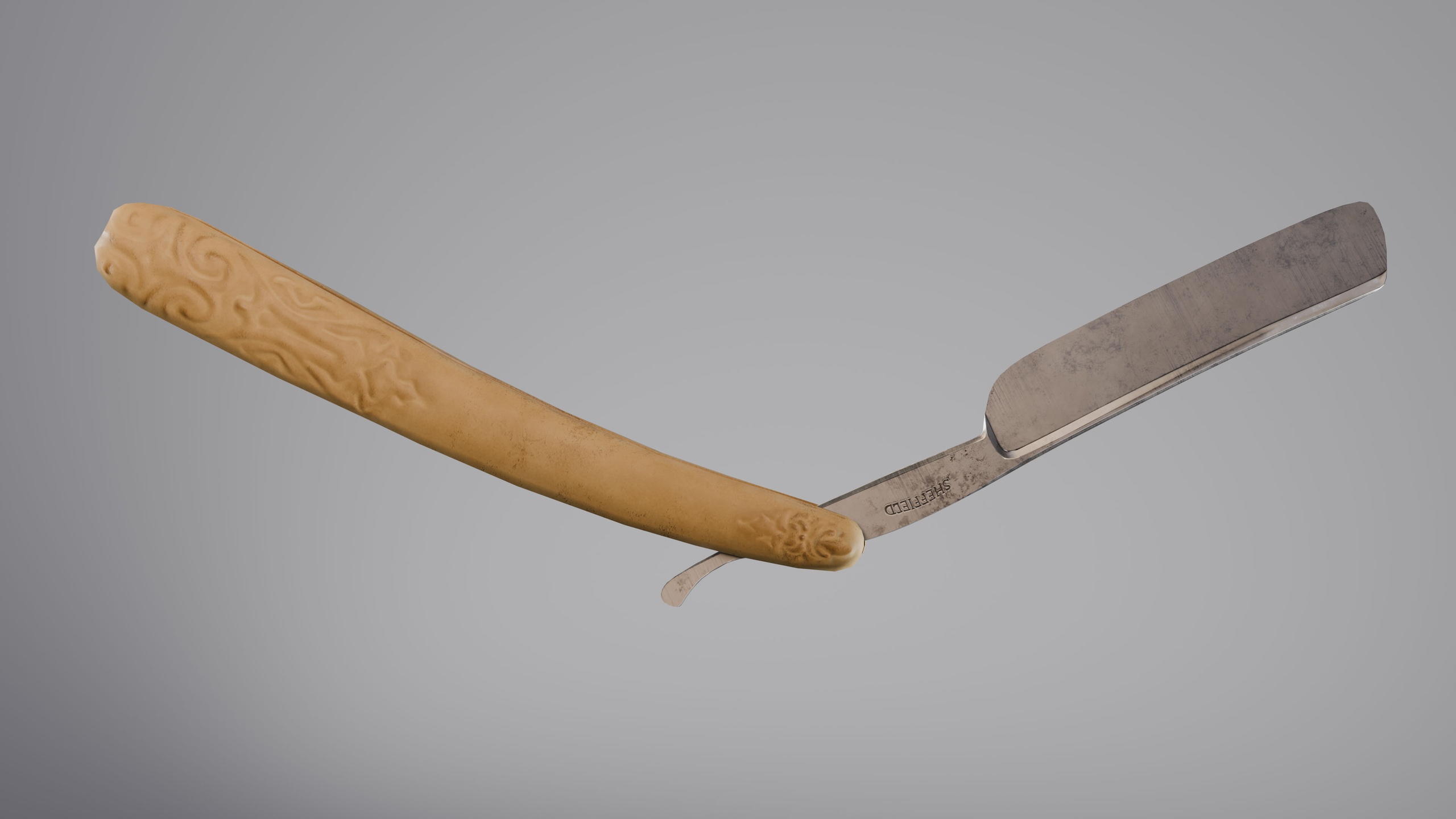 Media 1 for listing Vintage Straight Razor with Ornate Carved Handle