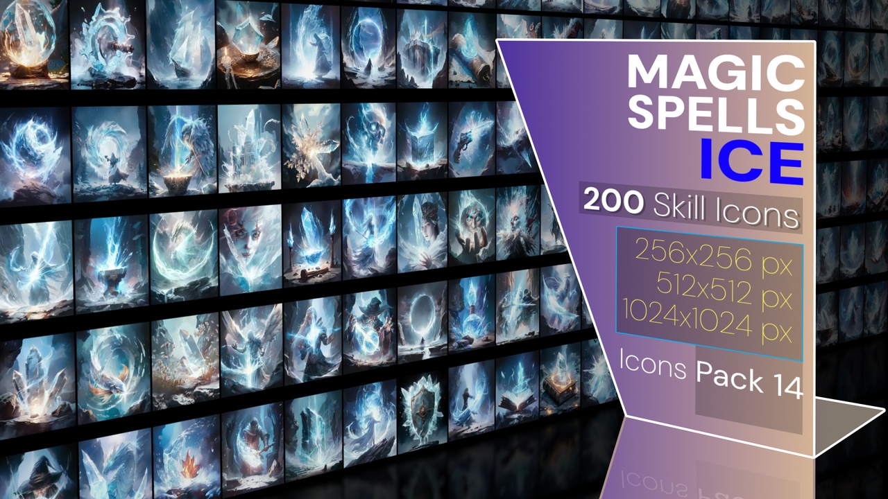 Media 1 for listing 200 Magic Spell Icons Pack 14 - Ice