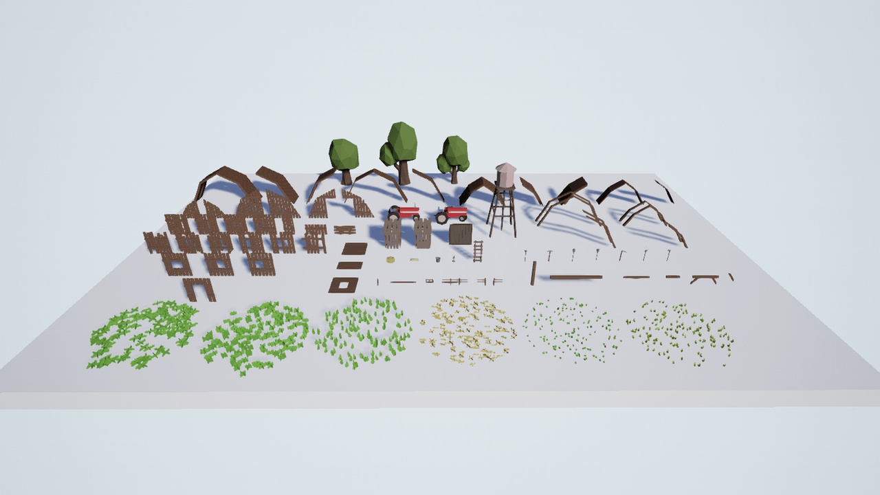 Media 1 for listing Low Poly Modular Building Barn Pack
