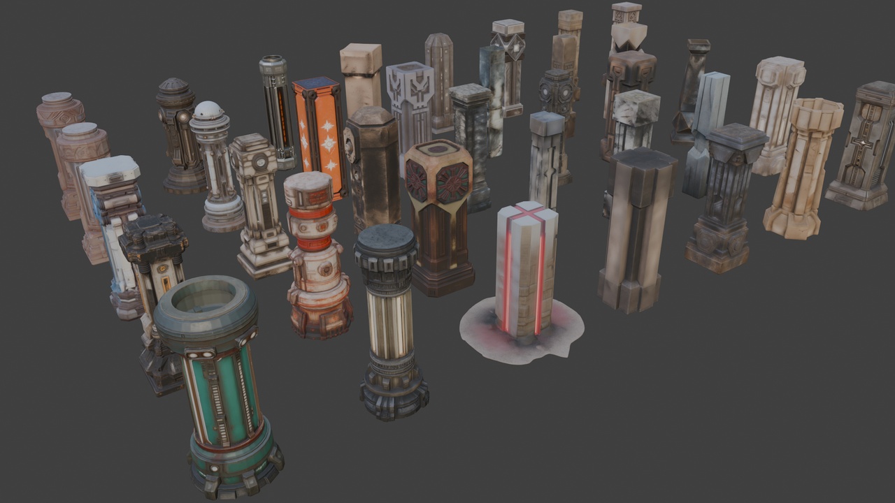 Media 1 for listing Futuristic Sci-Fi Columns Pack 1