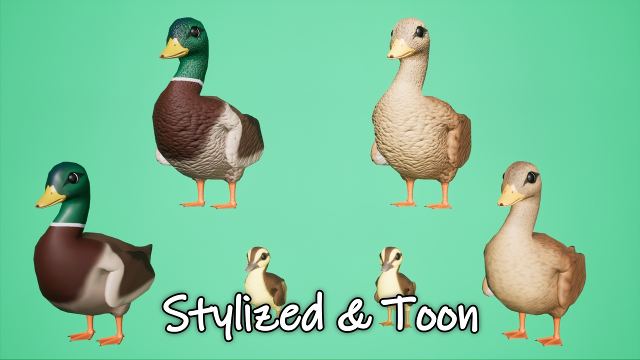 Media 1 for listing SI - Animated Duck, Drake and Ducklings