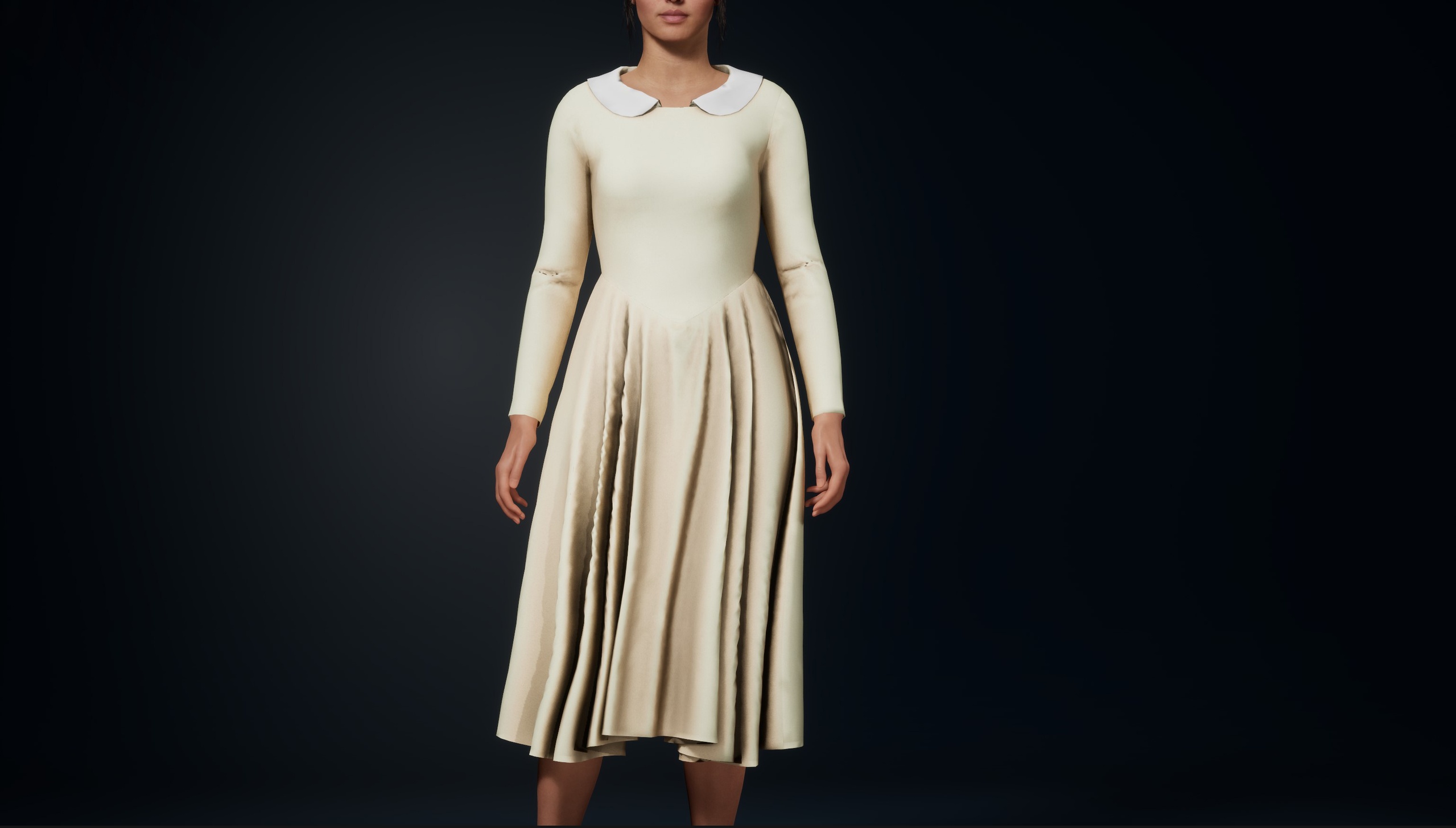 Media 1 for listing (Horror) Collar Dress - Parametric & Game-Ready MetaHuman Outfit (Chaos Cloth)