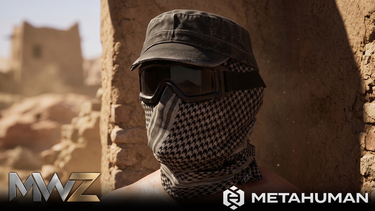 Media 1 for listing Arab Desert Tactical Head Wrap with Goggles and Patterned Face Covering