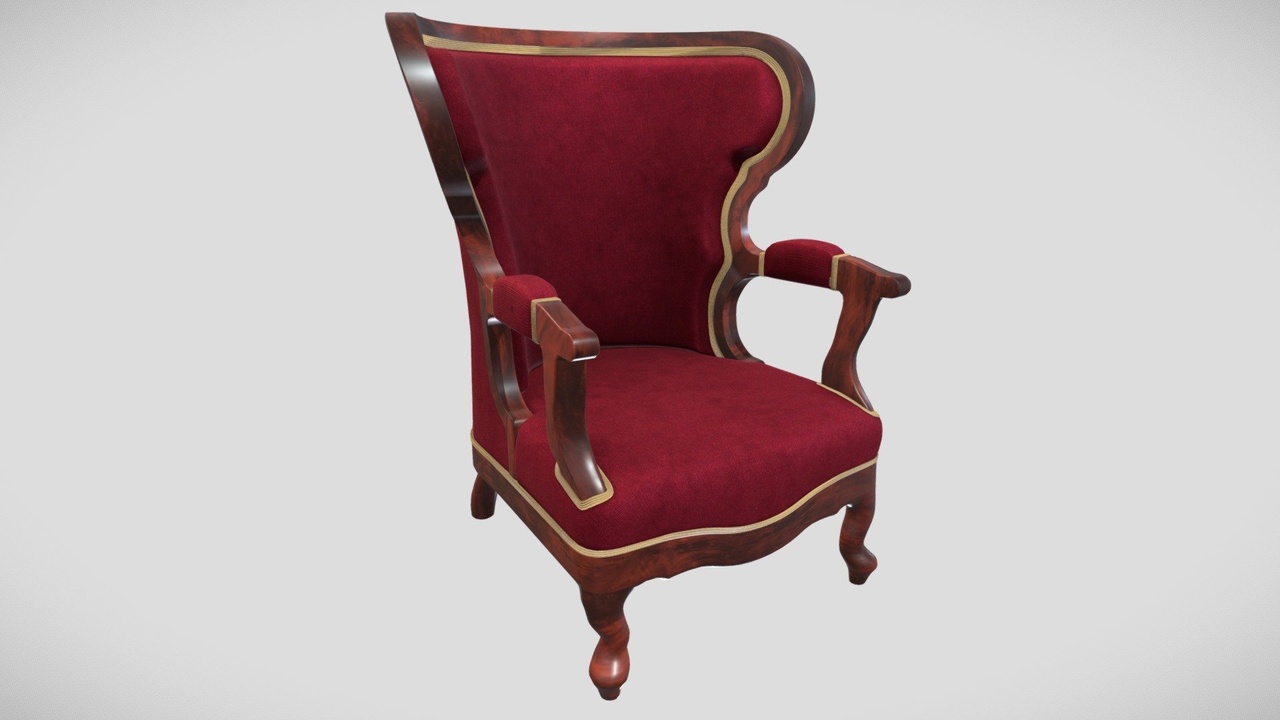Media 1 for listing Gothic Red Velvet Armchair