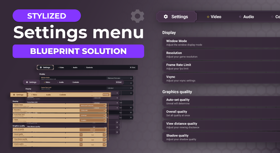 Blueprint Settings Menu - Stylized themes - By Kekdot | Fab